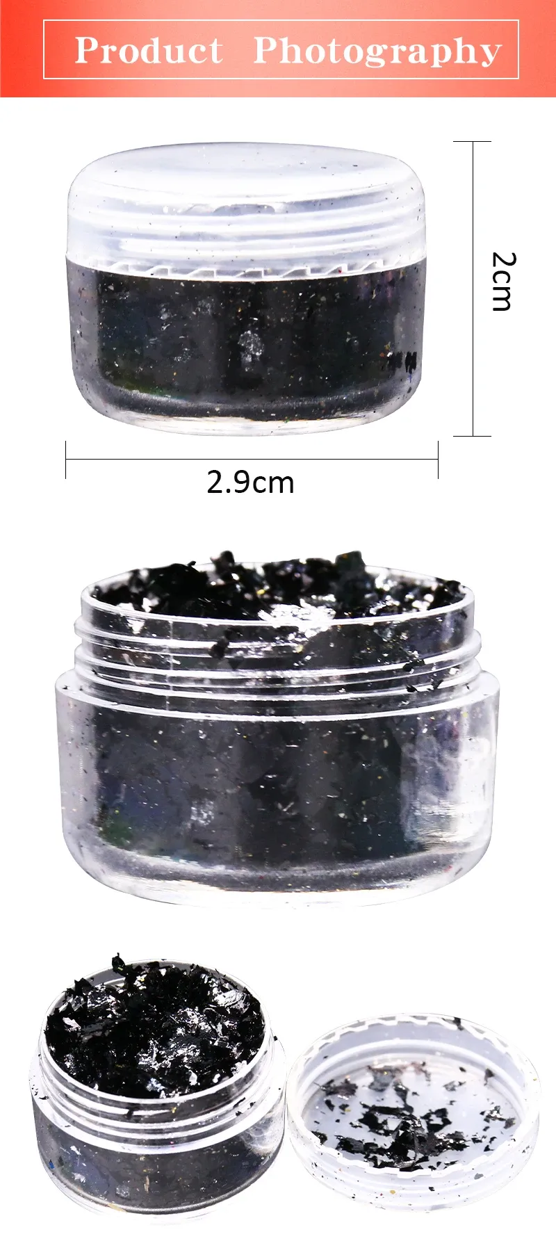 Flocons feuilles noires et or pour nail art et résine