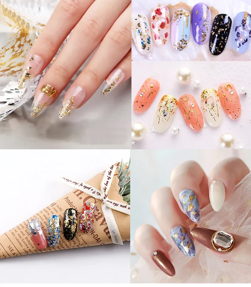 Flocons imitation or et argent 3 g pour décoration ongles