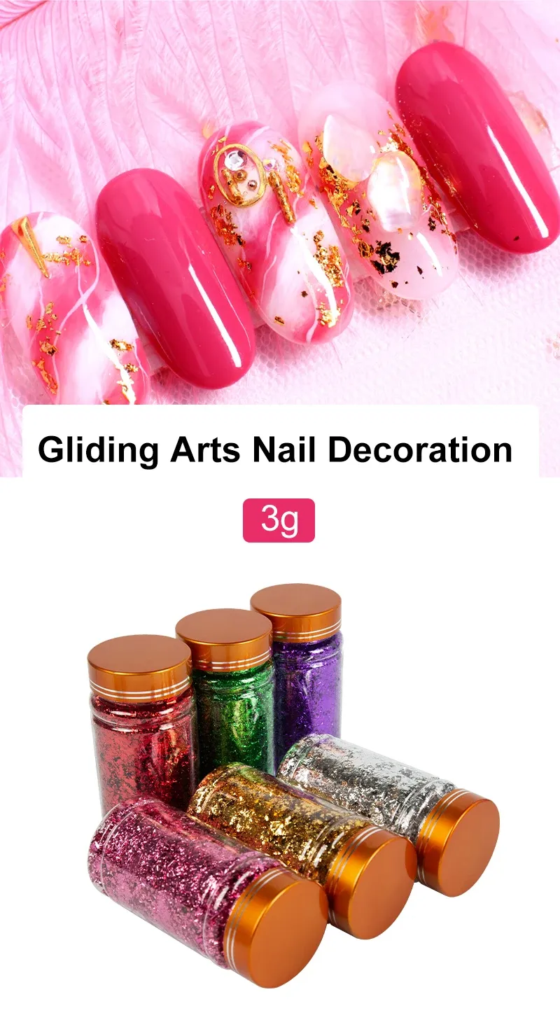 Flocons imitation or et argent 3 g pour décoration ongles