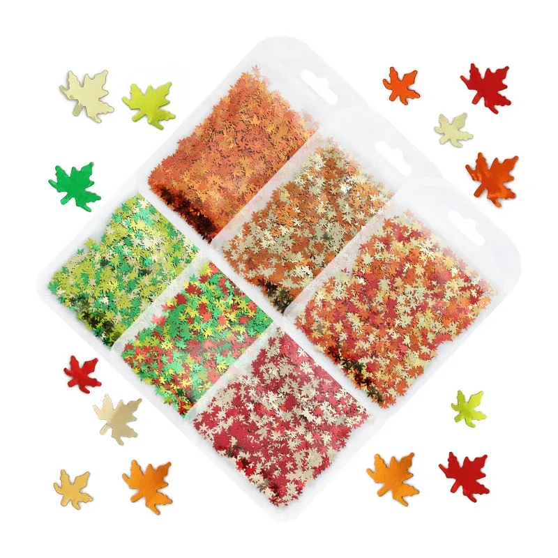 Flocons paillettes holographiques feuille d'érable pour résine