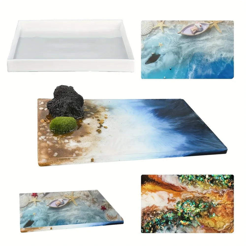 Grand moule silicone rectangulaire pour table rivière résine