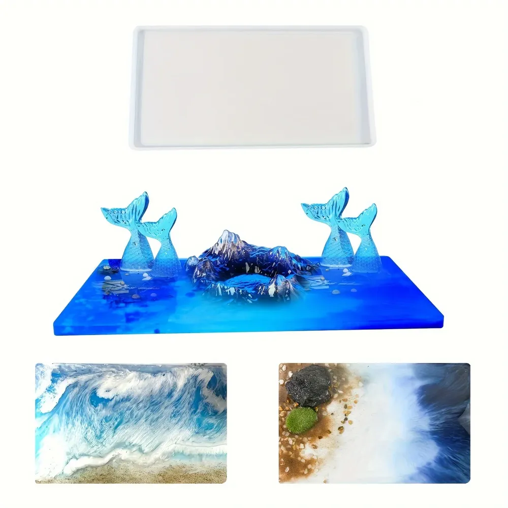 Grand moule silicone rectangulaire pour table rivière résine