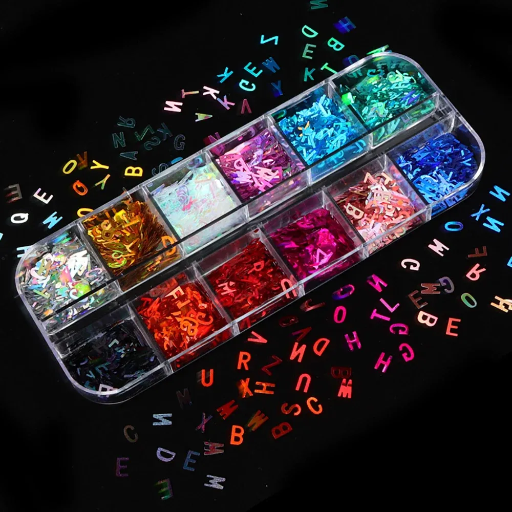 Kit 12 compartiments paillettes lettres pour résine