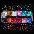 Kit 12 compartiments paillettes lettres pour résine – Couleur Laser Letters