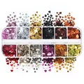 Kit 12 compartiments paillettes lettres pour résine – Couleur Mixed Hearts
