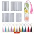 Kit 21 pièces moules silicone marque-page résine pour bijoux – 1