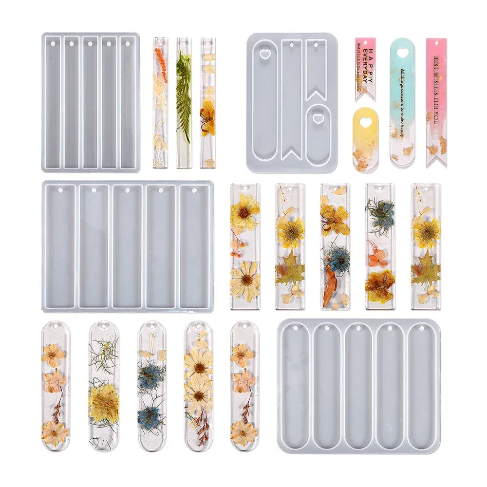 Kit 21 pièces moules silicone marque-page résine pour bijoux
