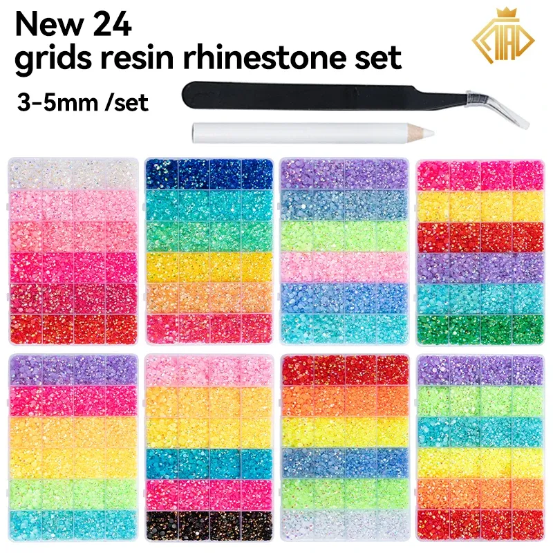 Kit 24 grilles strass résine pour nail art