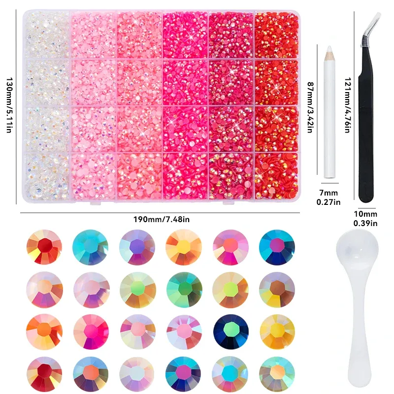 Kit 24 grilles strass résine pour nail art