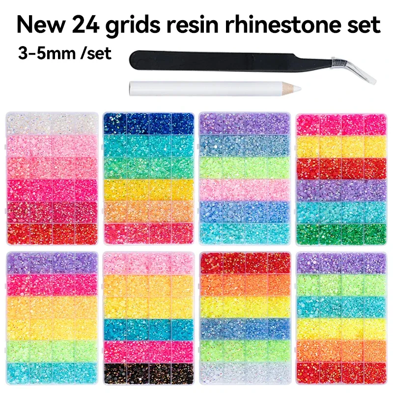 Kit 24 grilles strass résine pour nail art