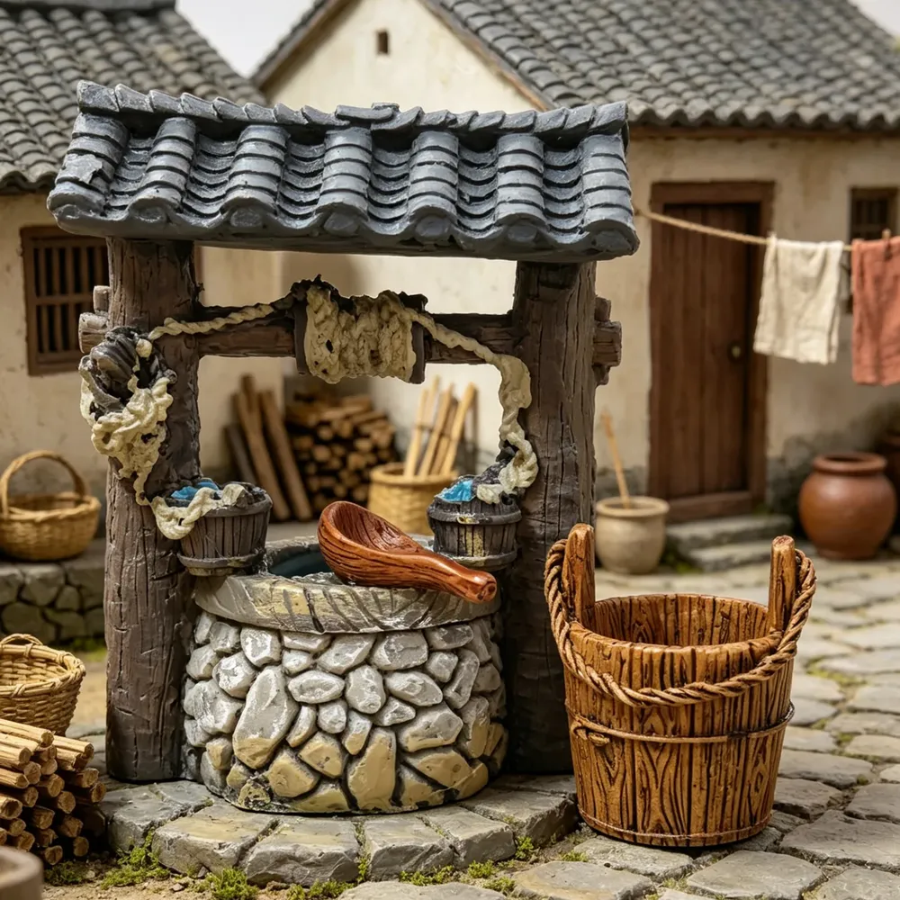 Kit 3 puits miniatures vintage jardin