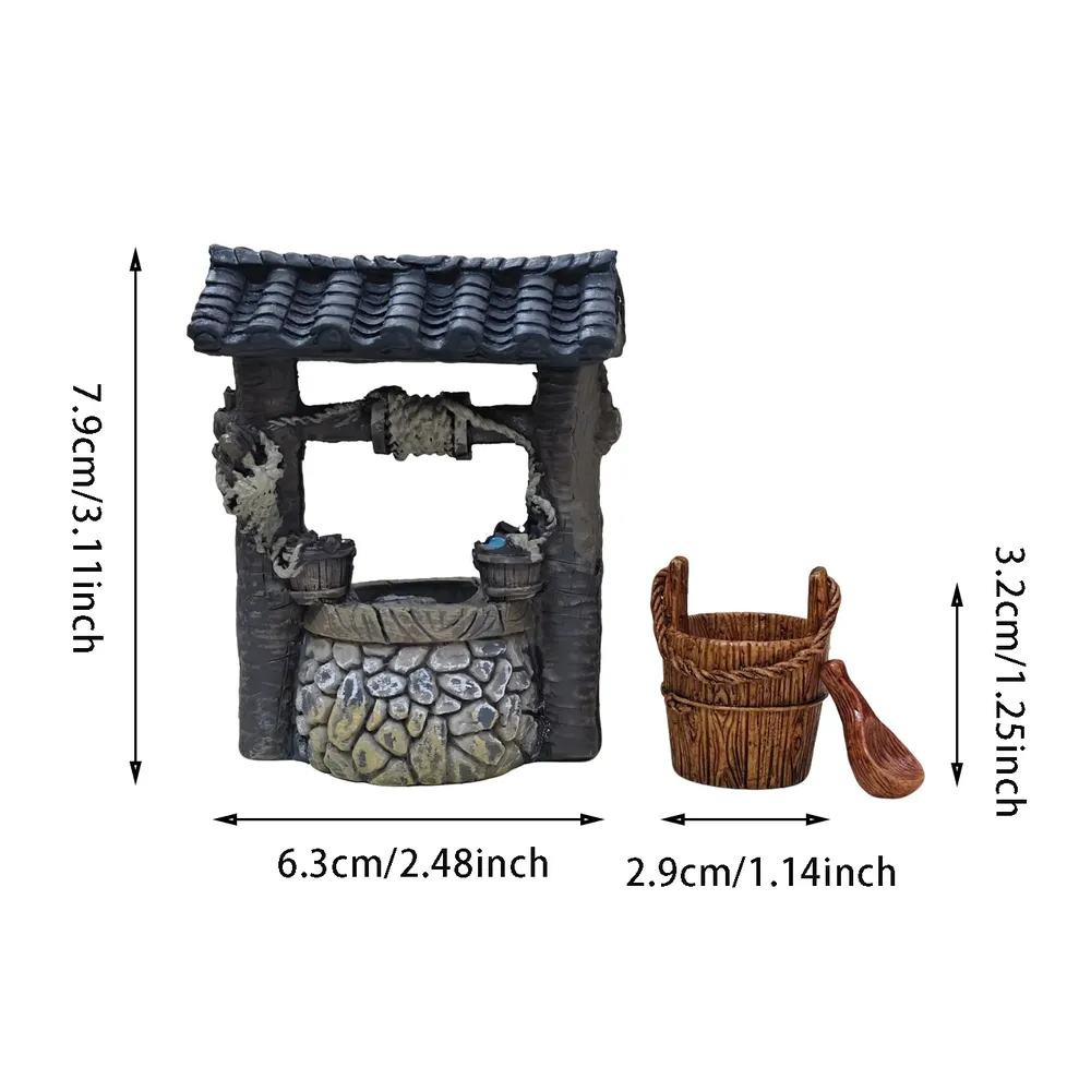Kit 3 puits miniatures vintage jardin