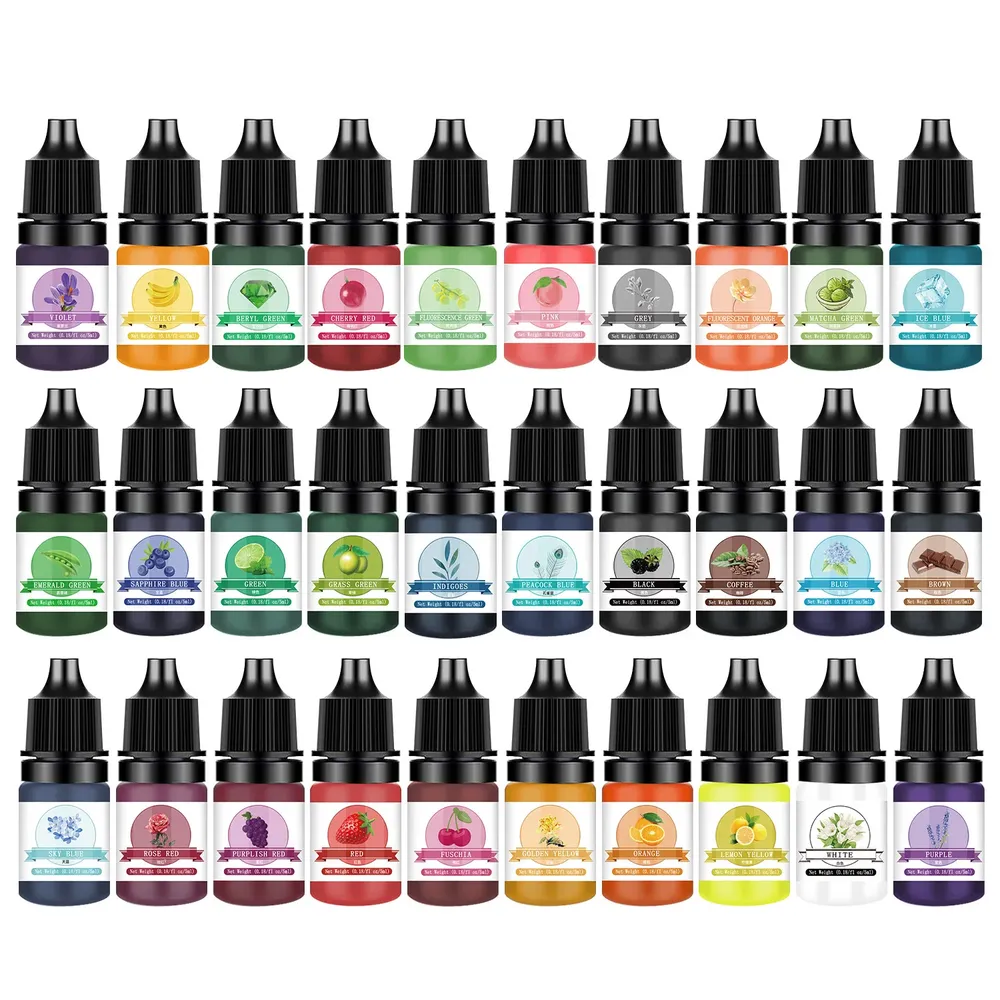 Kit 30 pigments résine époxy 5 ml pour bijoux et artisanat