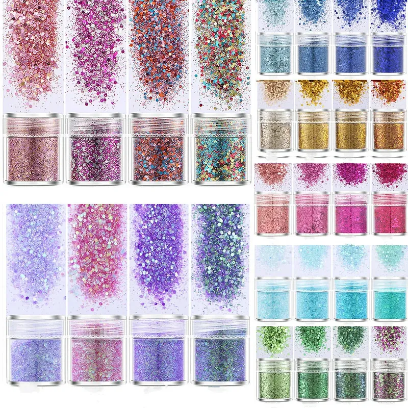 Kit 4 pièces paillettes fines 1 mm pour résine et bijoux