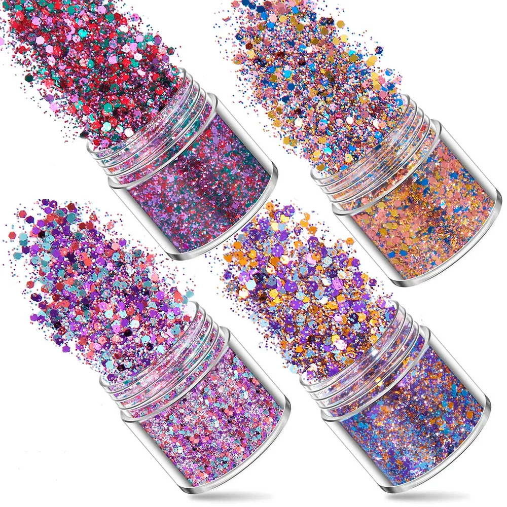 Kit 4 pièces paillettes fines 1 mm pour résine et bijoux
