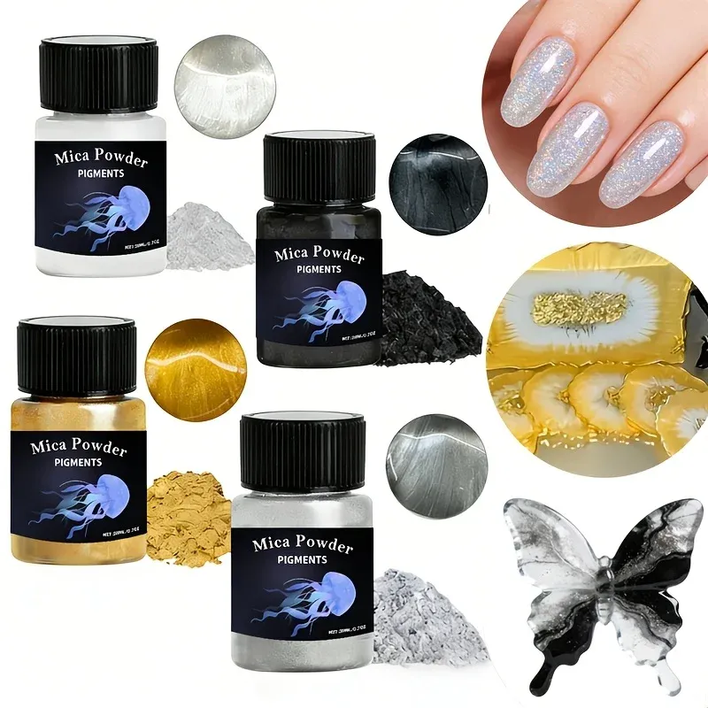 Kit 4 poudres mica holographiques pour résine
