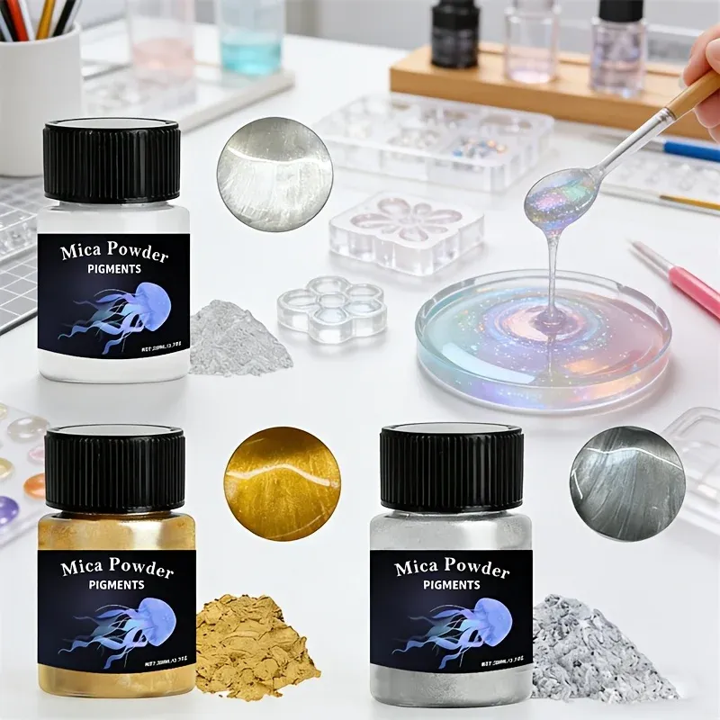 Kit 4 poudres mica holographiques pour résine