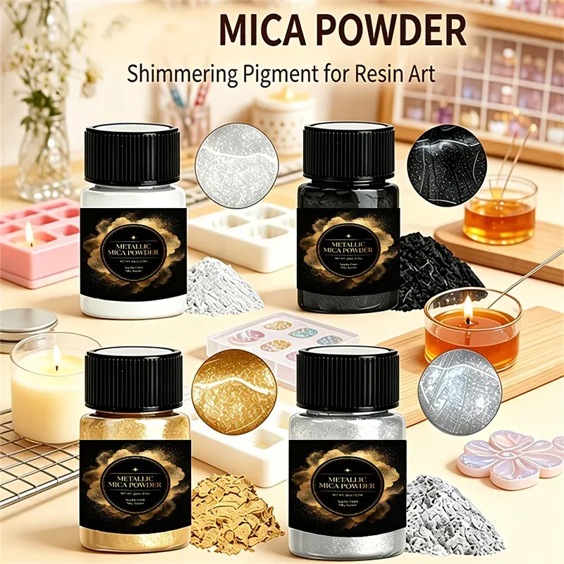 Kit 4 poudres mica métalliques pour résine