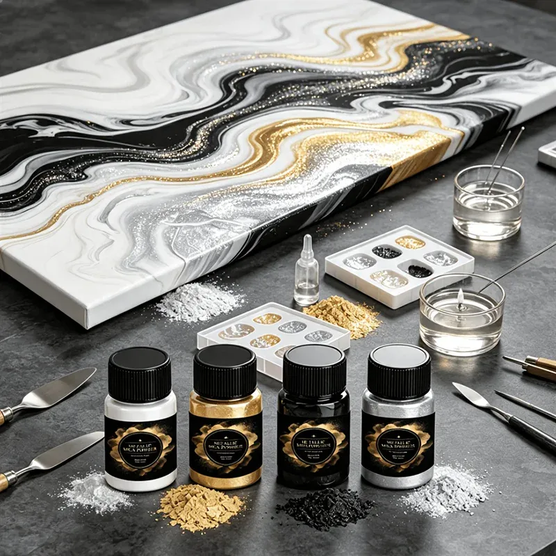 Kit 4 poudres mica métalliques pour résine