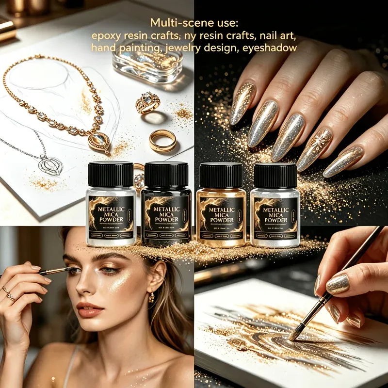Kit 4 poudres mica métallisées 20 ml pour résine