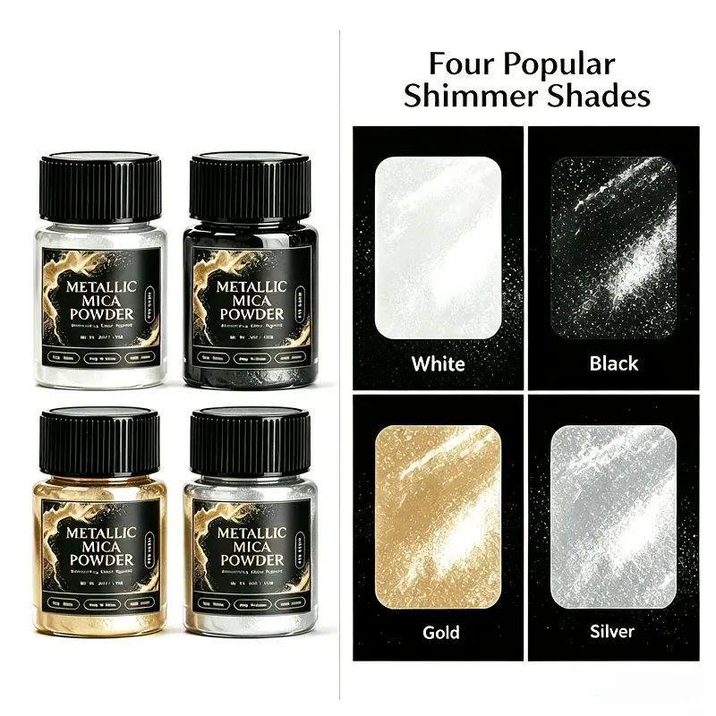Kit 4 poudres mica métallisées 20 ml pour résine