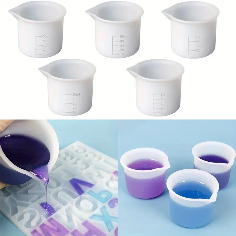 Kit 5 tasses mesure silicone 50 ml résine époxy