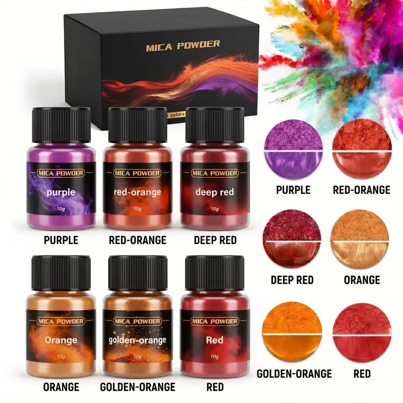 Kit 6 couleurs pigments poudre mica nacrée pour résine