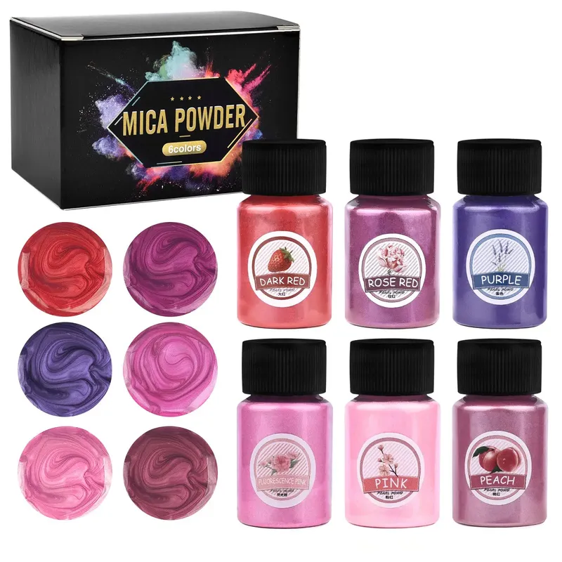 Kit 6 couleurs pigments poudre mica nacrée pour résine