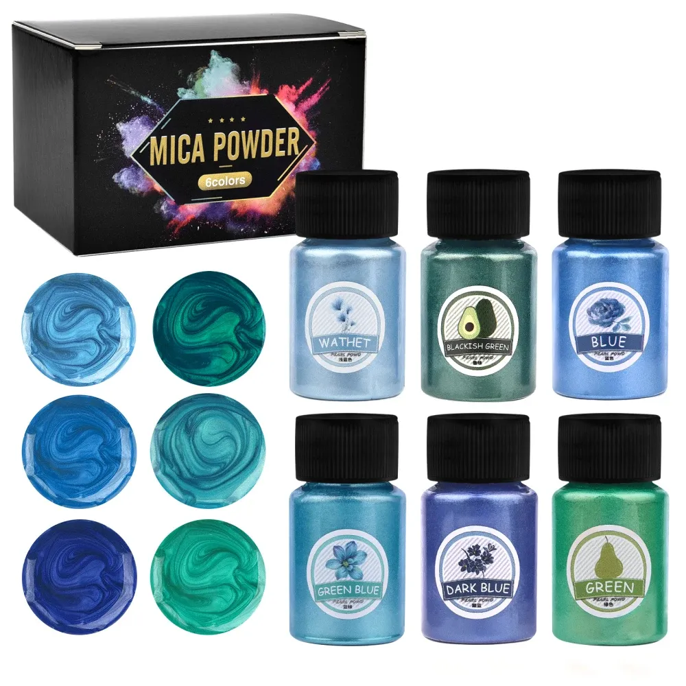 Kit 6 couleurs pigments poudre mica nacrée pour résine