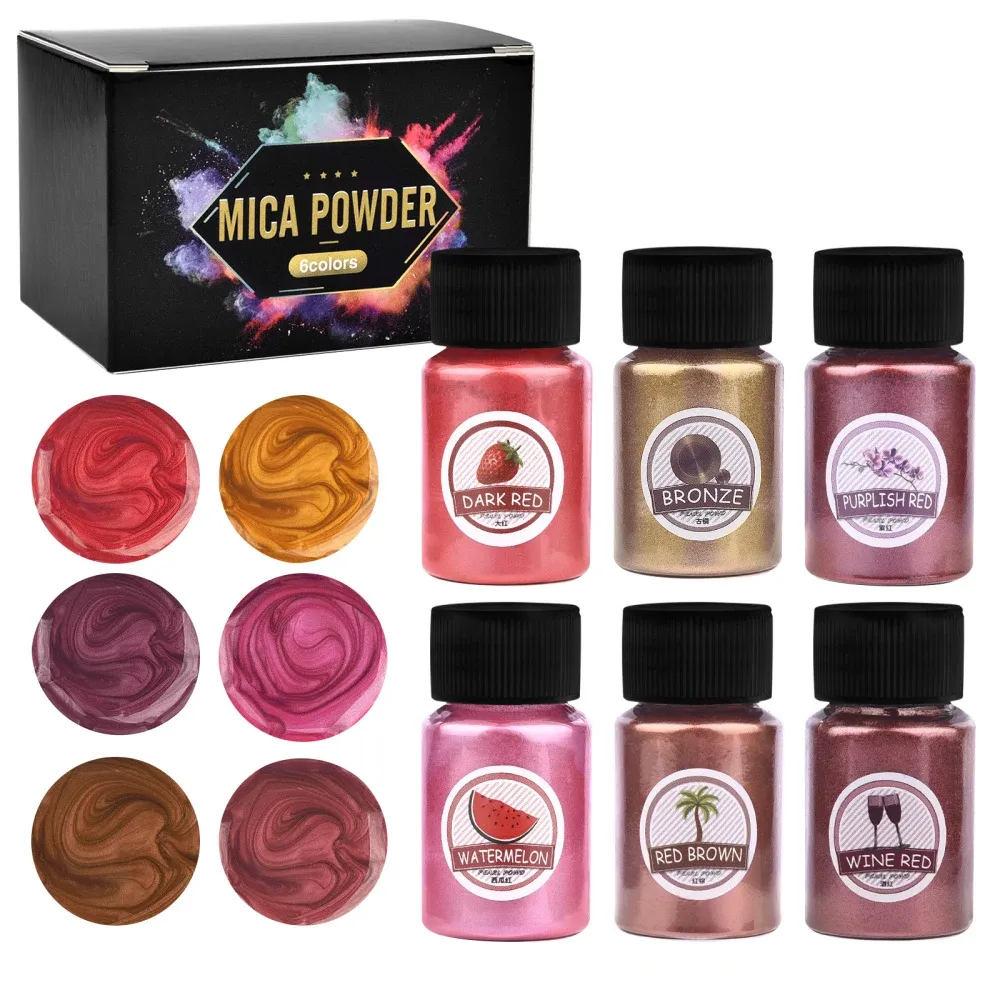 Kit 6 couleurs pigments poudre mica nacrée pour résine