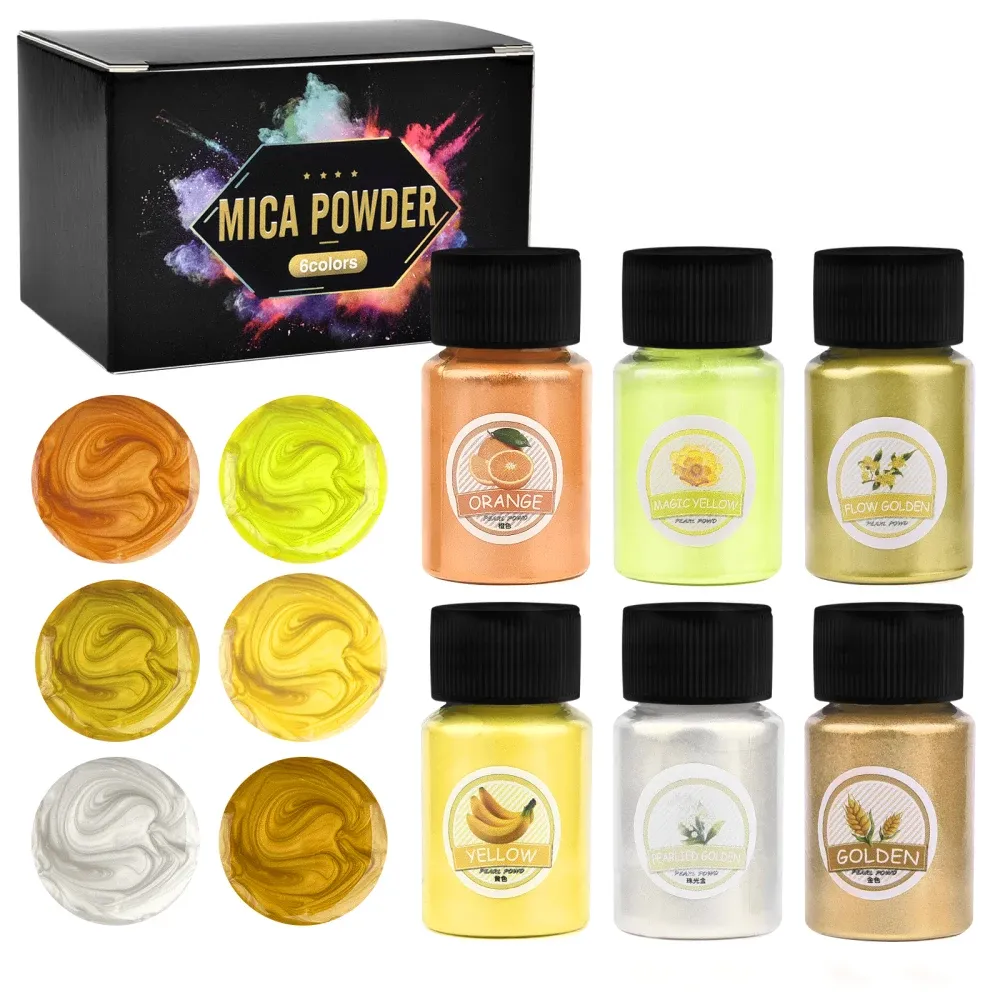 Kit 6 couleurs pigments poudre mica nacrée pour résine
