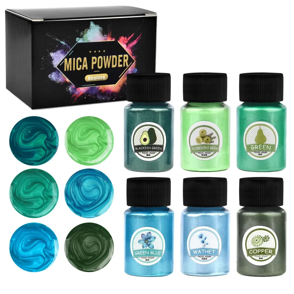 Kit 6 couleurs pigments poudre mica nacrée pour résine