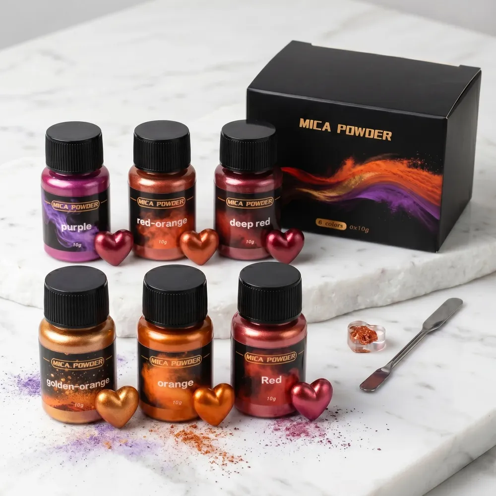 Kit 6 couleurs pigments poudre mica nacrée pour résine