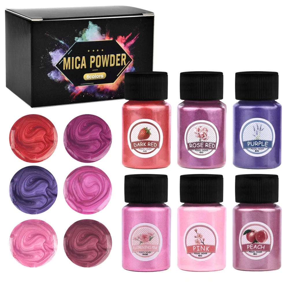 Kit 6 couleurs pigments poudre mica nacrée pour résine