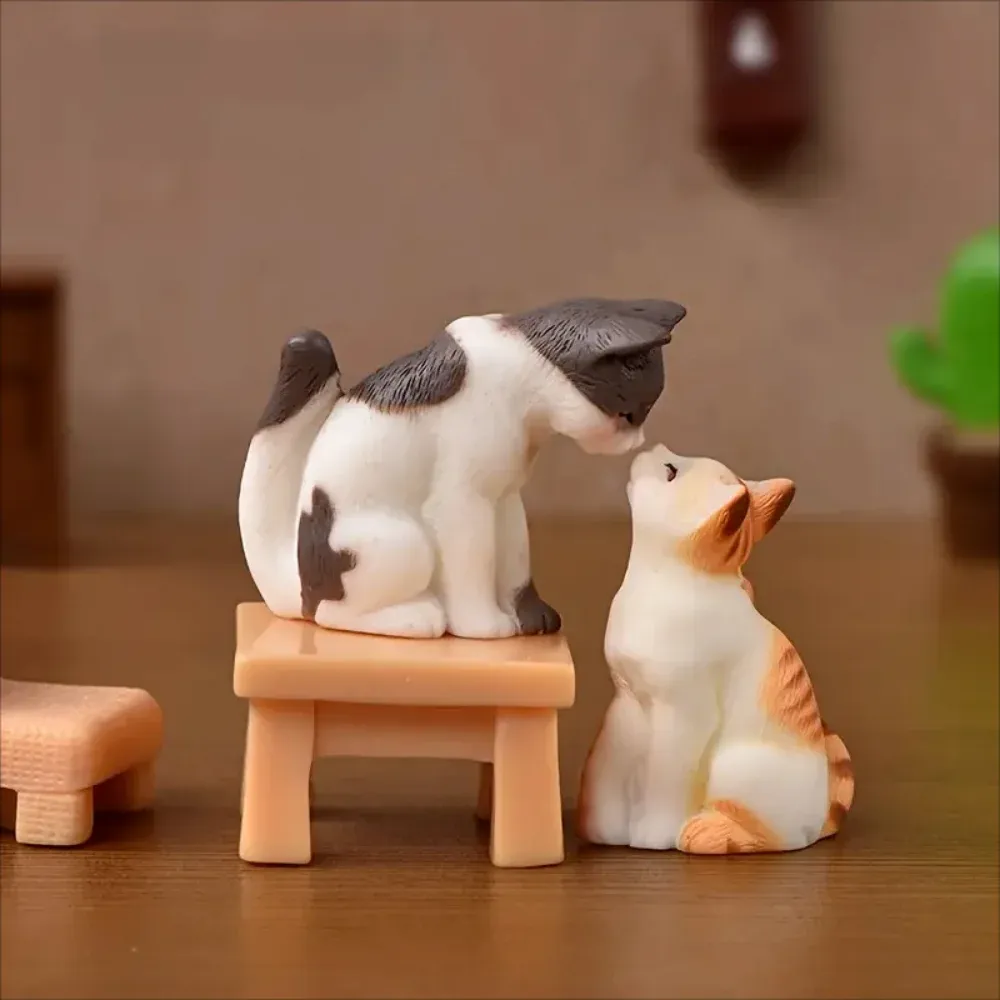 Kit 6 miniatures chat vintage résine