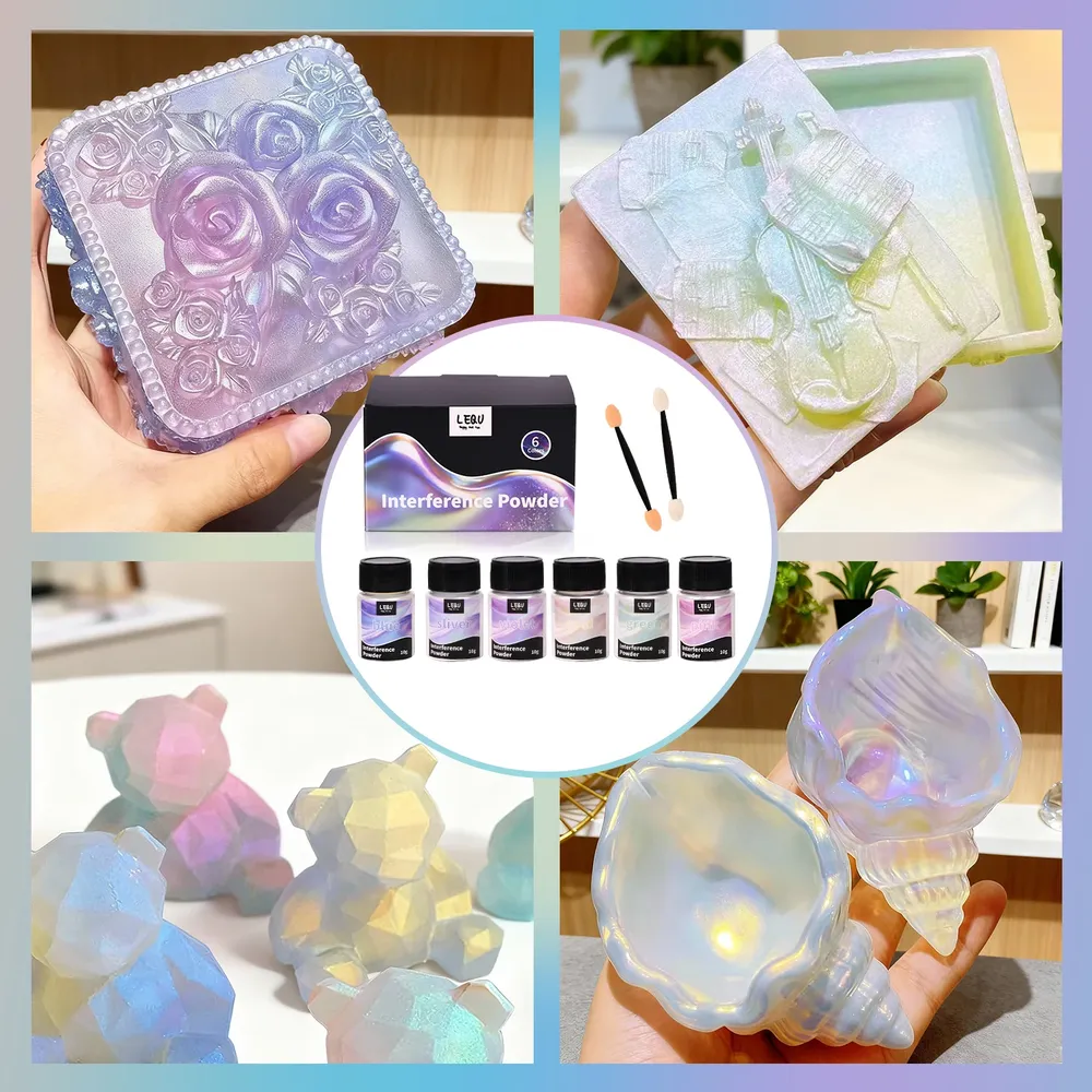 Kit 6 paillettes nacrées mica caméléon pour résine