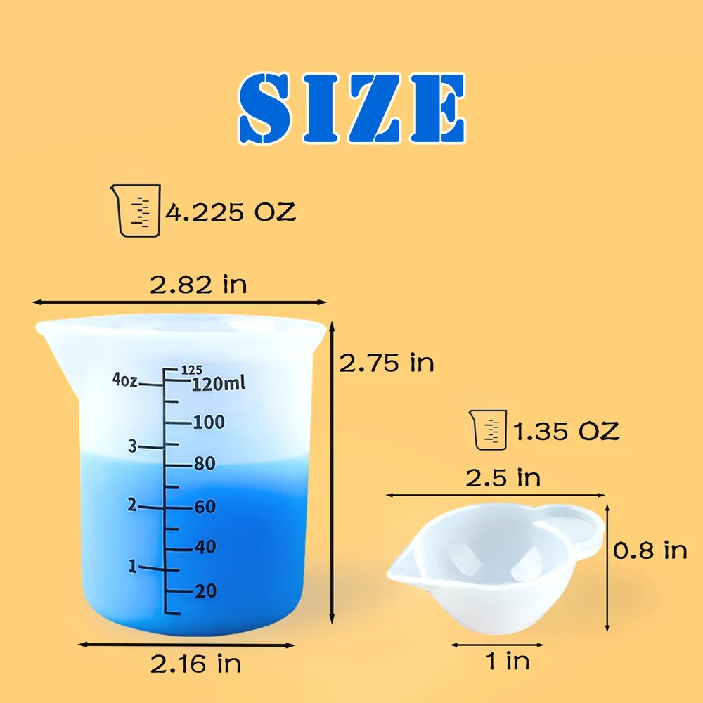 Kit 8 tasses mesure silicone 125 ml résine époxy