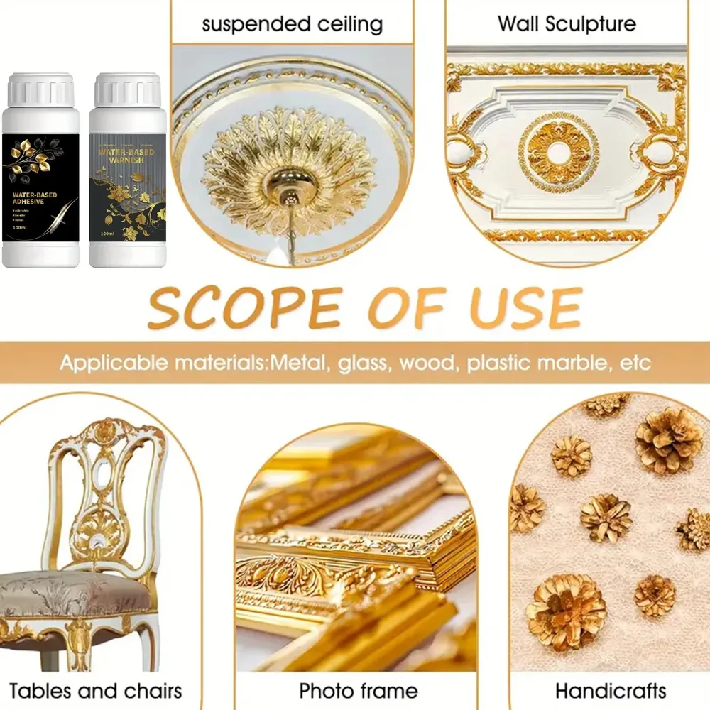 Kit colle dorure 60 à 100 ml pour bois et bijoux