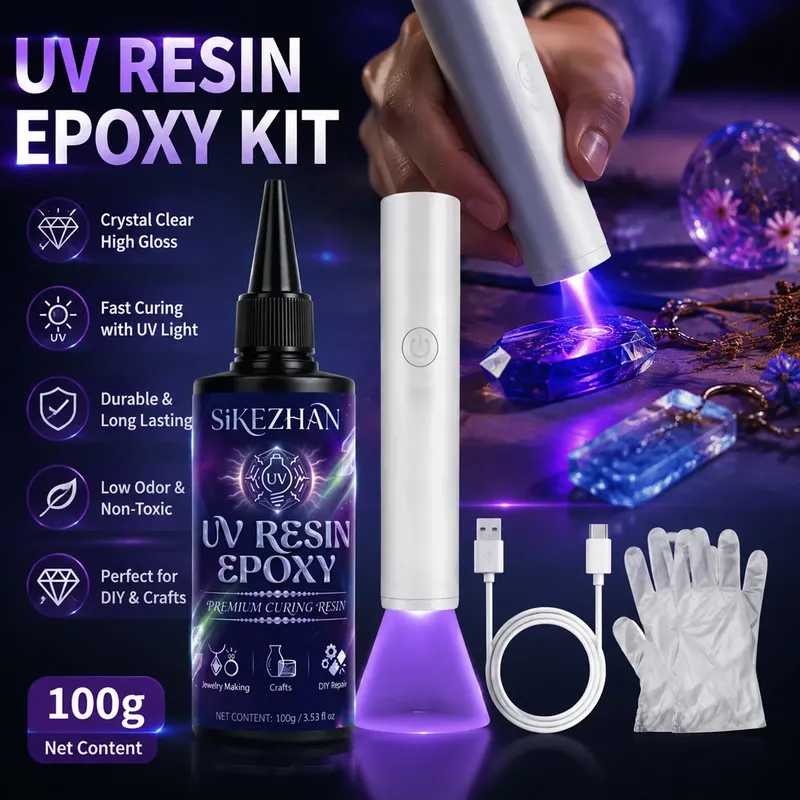 Kit colle UV 100g à séchage rapide pour bijoux