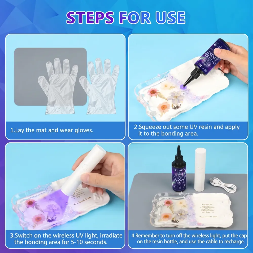 Kit colle UV 100g à séchage rapide pour bijoux