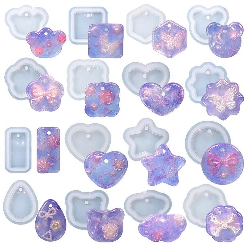 Kit de 16 moules silicone géométriques pour bijoux