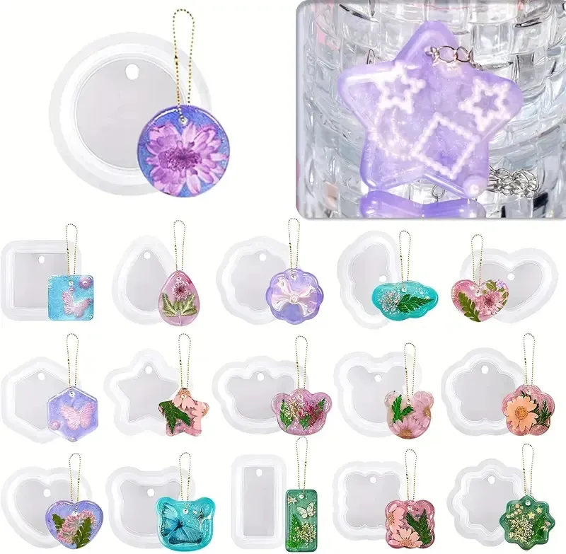 Kit de 16 moules silicone géométriques pour bijoux