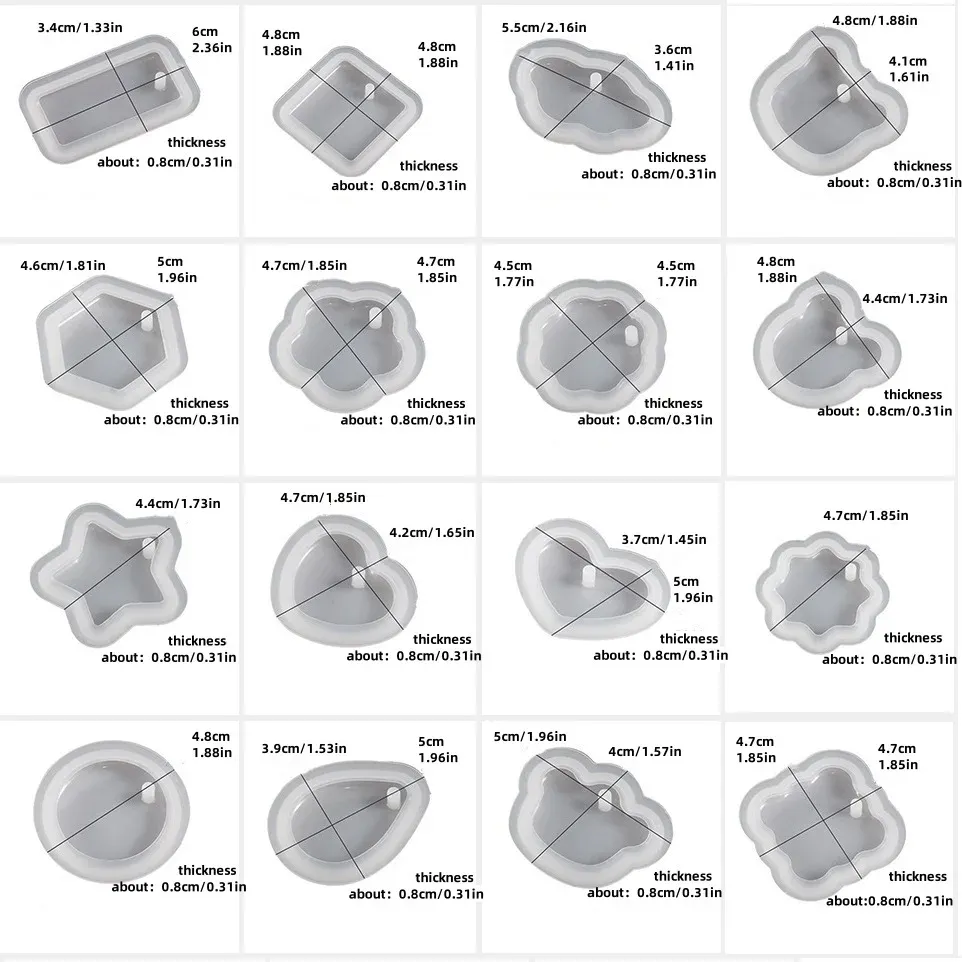 Kit de 16 moules silicone géométriques pour bijoux