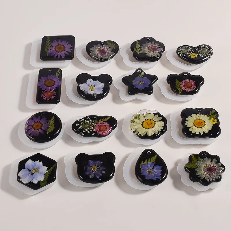Kit de 16 moules silicone géométriques pour bijoux