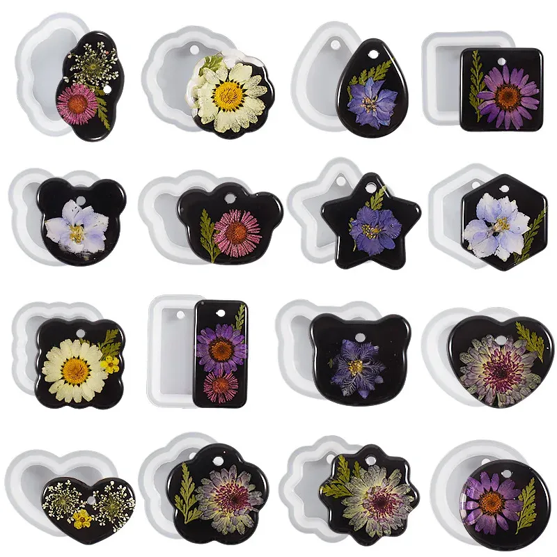 Kit de 16 moules silicone géométriques pour bijoux