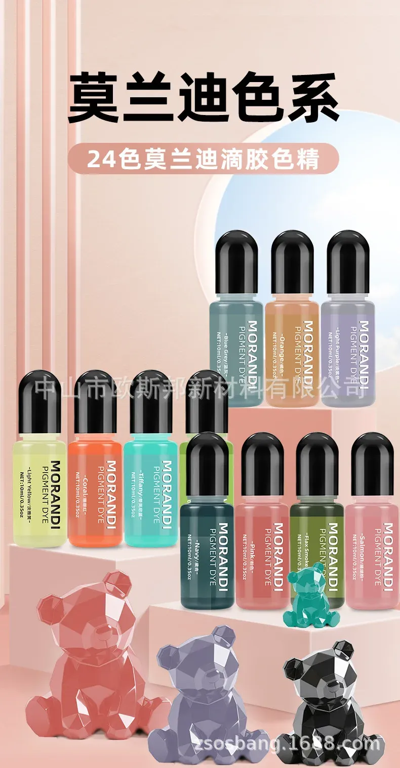 Kit de 24 colorants Morandi 10 ml pour résine