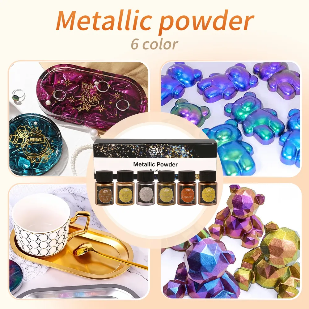 Kit de 6 poudres métalliques et mica pour résine