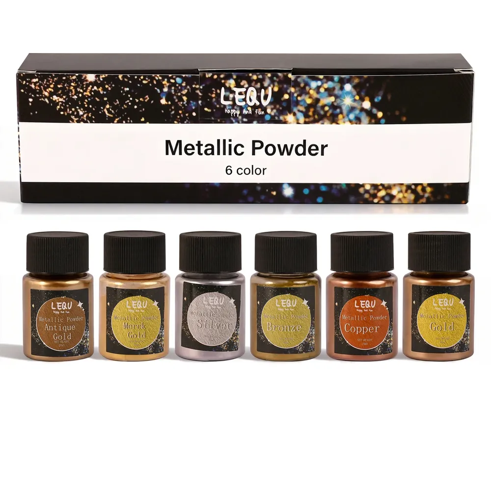 Kit de 6 poudres métalliques et mica pour résine