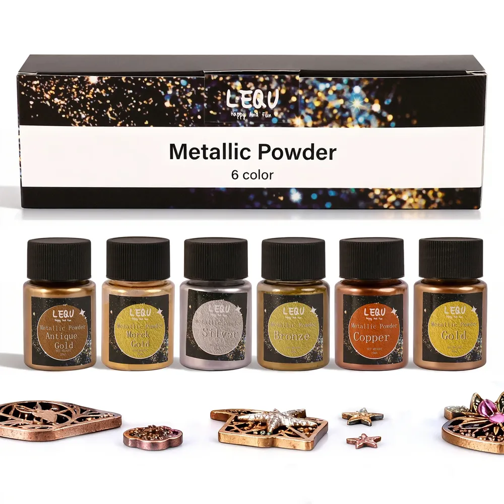 Kit de 6 poudres métalliques et mica pour résine