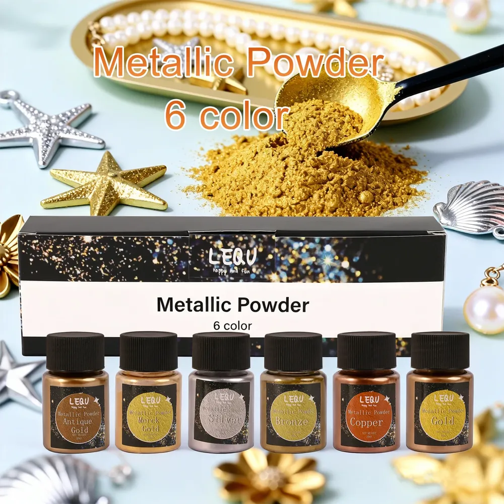Kit de 6 poudres métalliques et mica pour résine